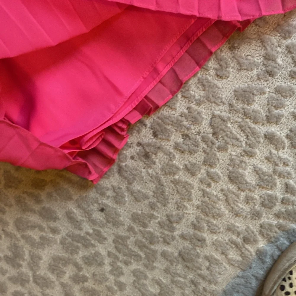 Halston Heritage Bright Pink One-Shoulder Pleated Goddess Dress, size 12 - Picture 4 of 5